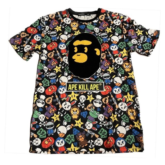 ‘APE KILL APE’ Tee Hudson Outerwear Cartoon Characters T Shirt Mens M- pre-owned - Picture 1 of 3